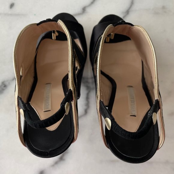 Nicholas Kirkwood Satin, Leather and Velvet Slingback Platform Sandals - Picture 6 of 12
